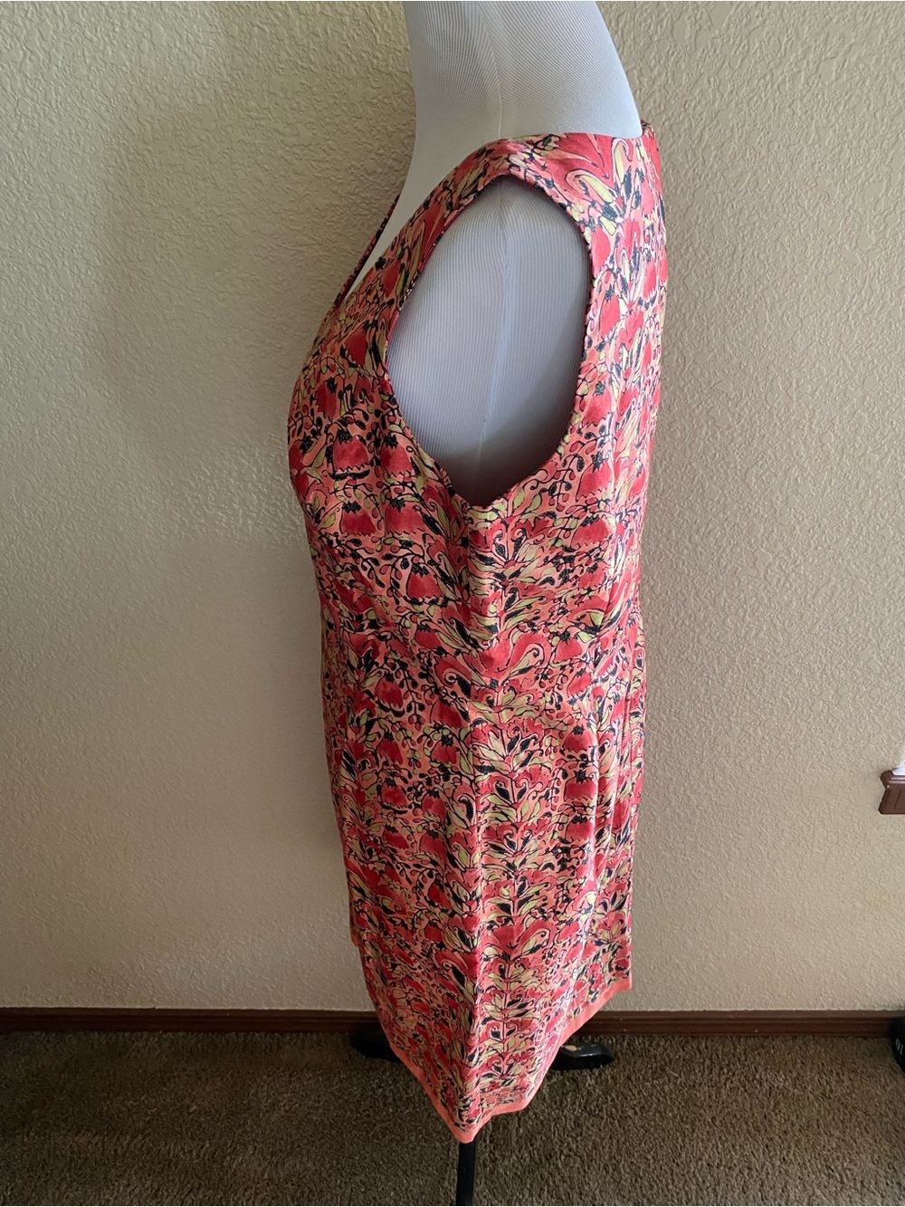 Peruvian Connection Floral Coral Floral V-Neck Pima Cotton Dress Summer: 14 - Picture 4 of 9